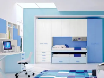 Cameretta per Ragazzi 637 a ponte con letto estraibile di Ferrimobili