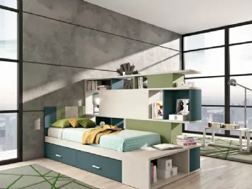 Cameretta per Ragazzi 821 in laccato e legno di Ferrimobili