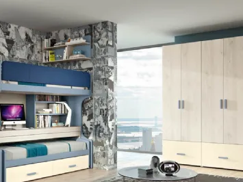Cameretta per Ragazzi 930 a soppalco con secondo letto estraibile di Ferrimobili