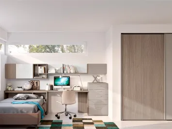 Cameretta moodbook 205 su misura in laccato e legno di Ferrimobili