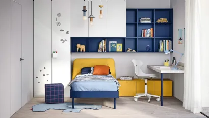 Cameretta a ponte con scrivania Kids space 24 in melaminico di Nidi