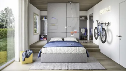 Cameretta componibile con porta bici da parete Next space 04 in melaminico di Nidi