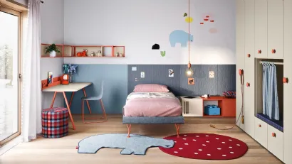 Cameretta componibilecon armadio a muro e scrittoio Kids space 01 di Nidi