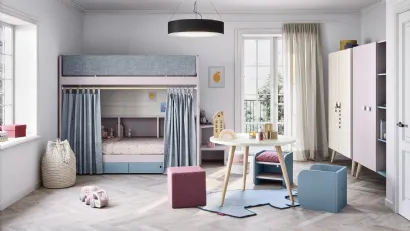 Cameretta con letti a castello Kids space 14 in melaminico di Nidi