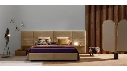 Letto matrimoniale in tessuto imbottito Boiserie Marlene di Twils