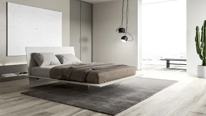 Letto con testiera Plana in legno laccato opaco di Presotto