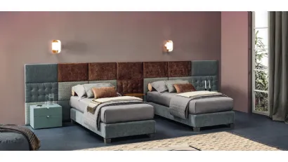 Letto singolo in tessuto trapuntato con sistema Boiserie Marlene di Twils