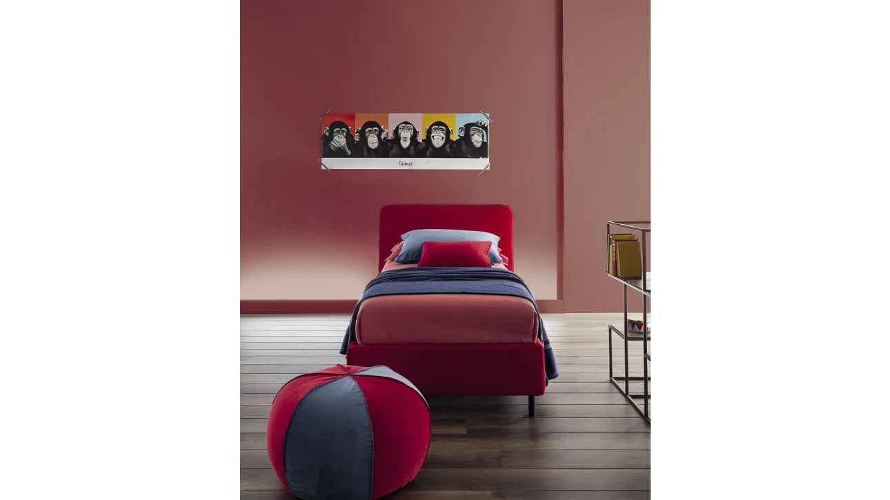 Letto singolo in tessuto con testiera Frick Round di Twils