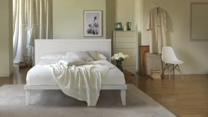 Letto con testiera imbottita in tessuto e rete in legno Smart Ergogreen