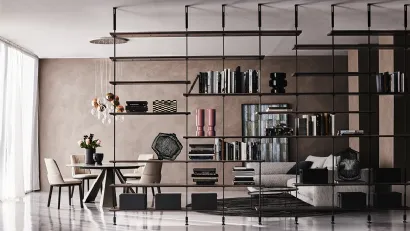 Libreria divisoria in legno e acciaio verniciato Airport di Cattelan Italia
