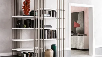 Libreria a muro in acciaio e legno verniciato Arsenal di Cattelan Italia
