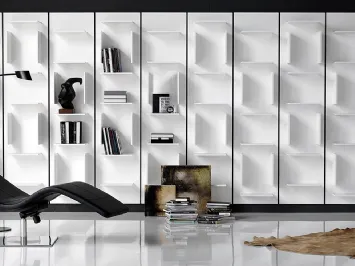 Libreria componibile a muro in legno laccato bianco Fifty di Cattelan Italia