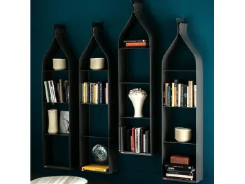 Libreria a muro in acciaio verniciato graphite Swing di Cattelan Italia