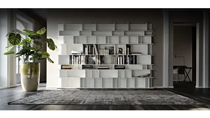 Libreria a muro in MDF laccato bianco Wally di Cattelan Italia