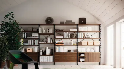 Libreria componibile in melaminico e metallo Festival Home di Horm