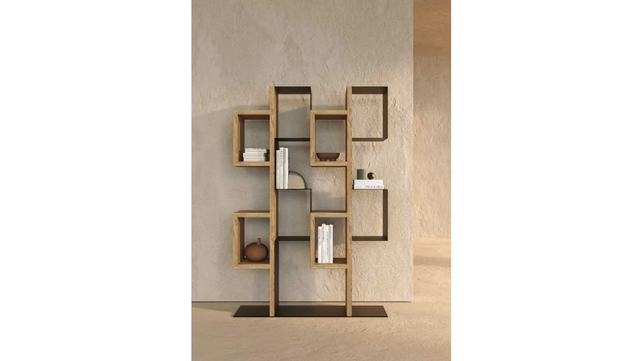 Libreria a muro in legno e metallo Gemini di Nature Design