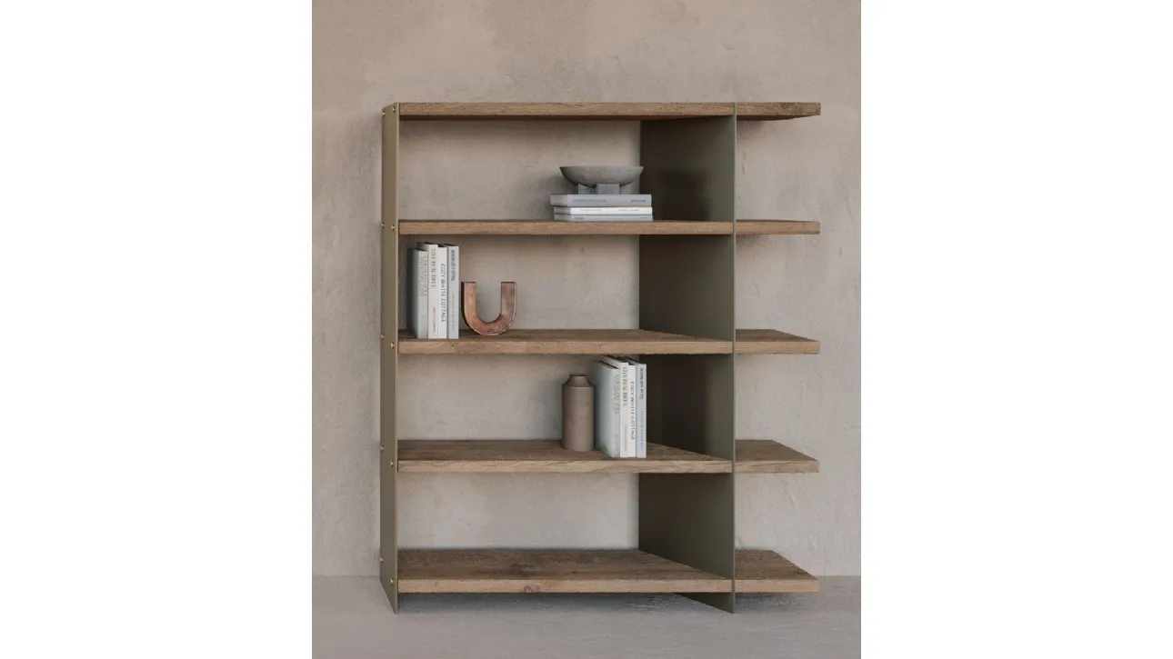 Libreria in legno secolare con struttura in metallo Graft di Nature Design