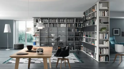 Libreria Modo Angolare Divisoria in laccato opaco e vetro di Sangiacomo