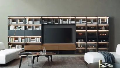 Libreria Modo M6C62 in laccato metallo Bronzo di Sangiacomo