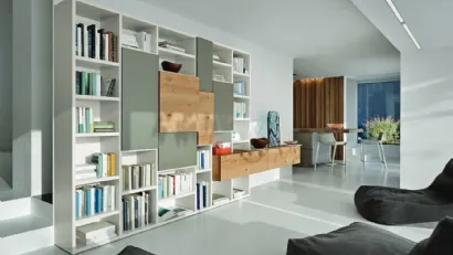 Libreria Modo M6C71 in laccato opaco e Rovere nodato di Sangiacomo