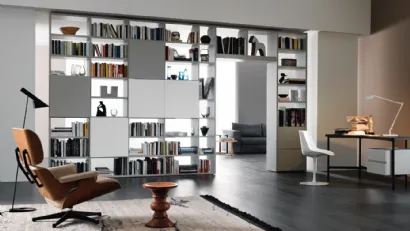 Libreria divisoria bifacciale Modo M6C93 in laccato opaco di Sangiacomo