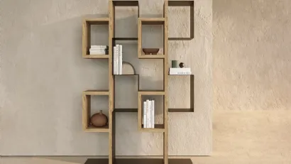 Libreria a muro Gemini in legno secolare e metallo di Nature Design