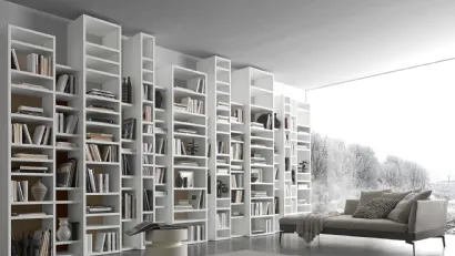 Libreria componibile in laccato bianco opaco Pari&Dispari 04 di Presotto