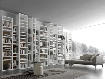 Libreria componibile in laccato bianco opaco Pari&Dispari 04 di Presotto