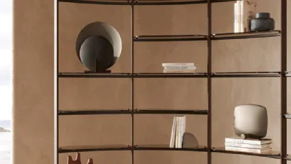 Libreria divisoria con piani in vetro e struttura in metallo Stem Round di Nature Design