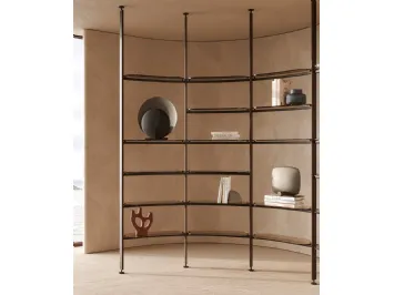 Libreria divisoria con piani in vetro e struttura in metallo Stem Round di Nature Design