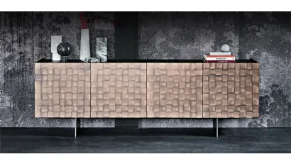 Madia in legno con lavorazione incrociata e top in cristallo Arizona Crossing di Cattelan Italia
