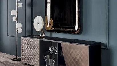 Madia in legno scuro con dettagli in pelle Aston di Cattelan Italia