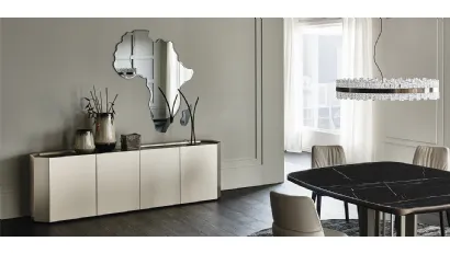 Madia in legno laccato bianco e piano in cristallo Chelsea di Cattelan Italia