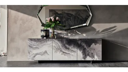 Madia in legno con ante in cristallo con stampa artistica decorativa Focus Crystalart di Cattelan Italia