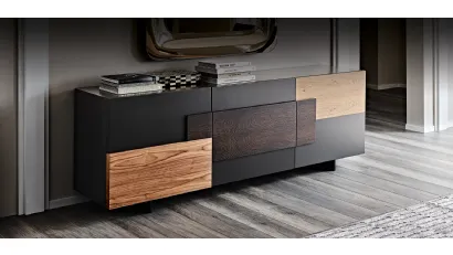Madia con struttura verniciata e inserti in legno Torino di Cattelan Italia