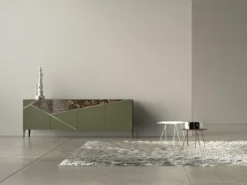 Madia in laccato opaco, ceramica e bronzo graffiato Comp 23 di Voltan