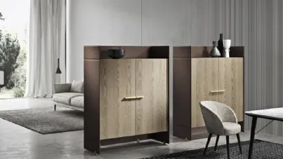 Madia Alta Etre in legno e laccato opaco con particolari metallici di Presotto