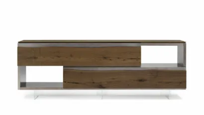 Madia Leonardo L421 in legno massello con base in vetro di Arte Brotto