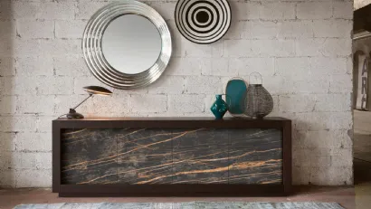 Madia Picasso P12 in Rovere con ante in finitura ceramica Noir Desir di Riflessi