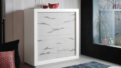Madia Picasso in Rovere tinto Bianco P2 con ante in Pietra di Riflessi