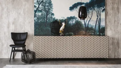 Madia Royalton in legno e ante in poliuretano laccato titanio Cattelan Italia