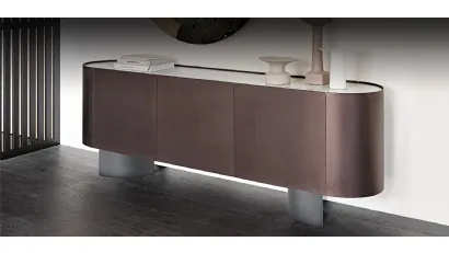 Madia in legno rivestita in metallo verniciato goffrato bronzo Savoy di Cattelan Italia