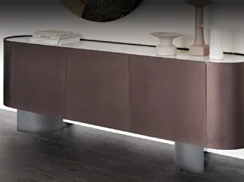 Madia in legno rivestita in metallo verniciato goffrato bronzo Savoy di Cattelan Italia