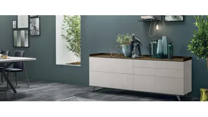 Madia Sir in materico piasentina scura con top in materico rovere carbone di Tomasella