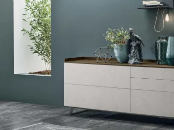 Madia Sir in materico piasentina scura con top in materico rovere carbone di Tomasella