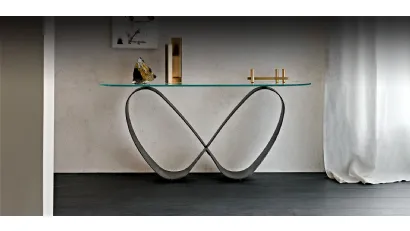Consolle in vetro con base in acciaio Butterfly di Cattelan Italia