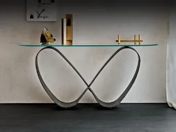 Consolle in vetro con base in acciaio Butterfly di Cattelan Italia