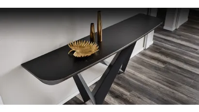 Consolle con piano in legno e base in acciaio Westin Wood-C di Cattelan Italia