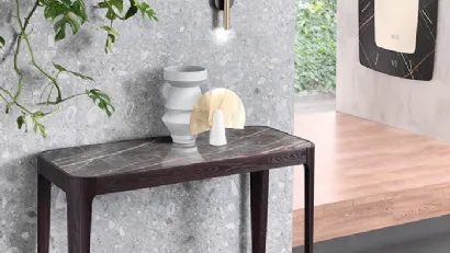 Mobile ingresso Consolle allungabile  con top in ceramica e base in legno di Frassino Cross di Riflessi