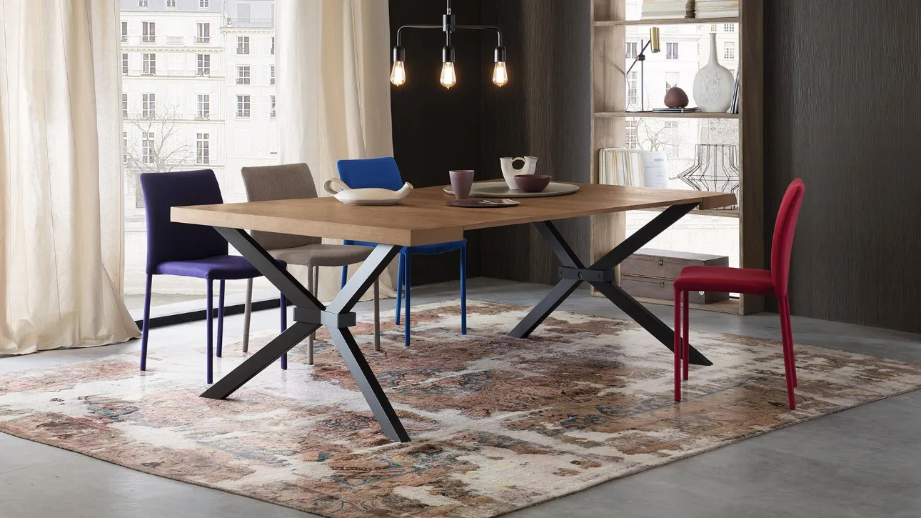 Mobile ingresso Shangai Consolle allungabile con top in legno e base in alluminio verniciato di Riflessi